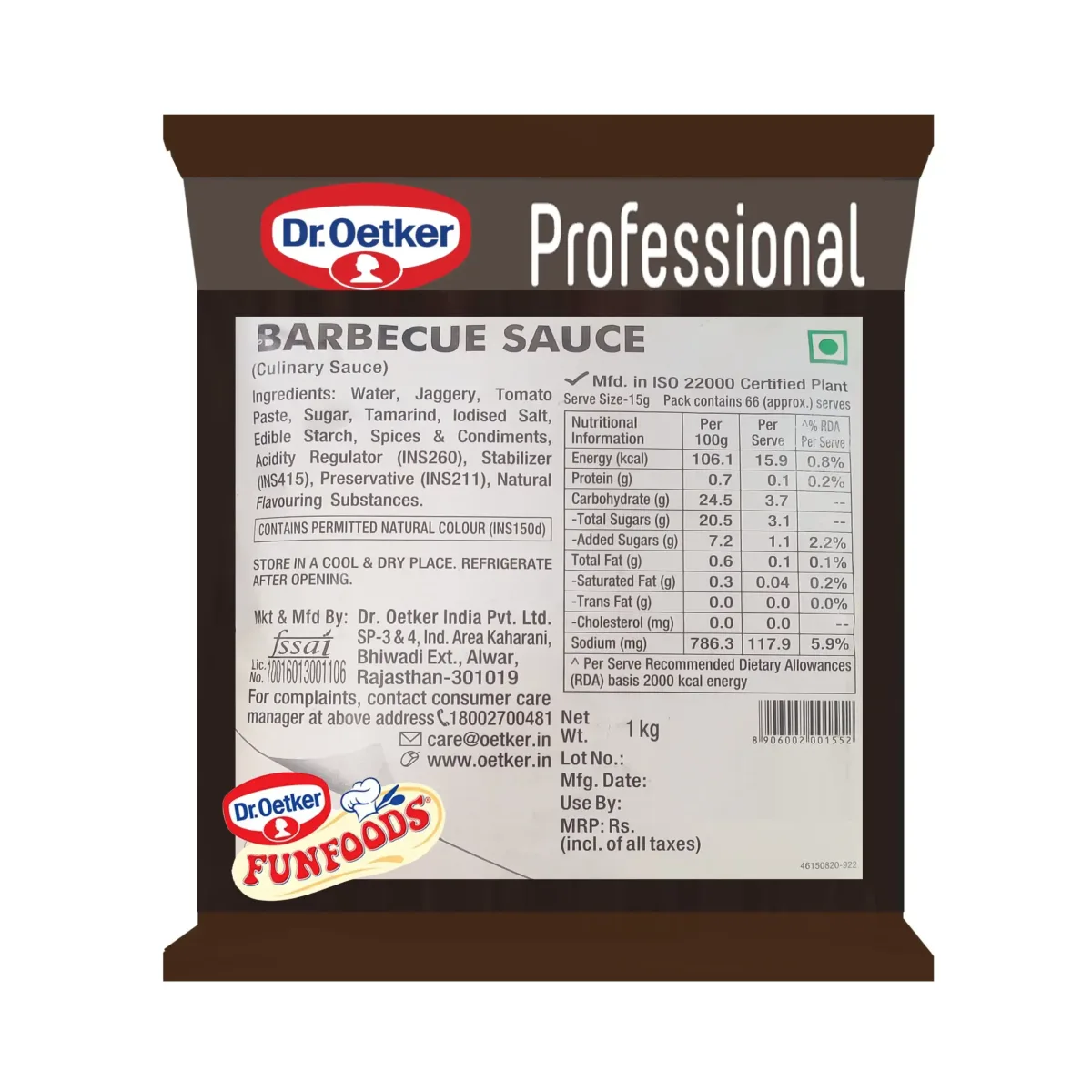 Dr. Oetker Funfoods Barbecue Sauce 1kg - 1