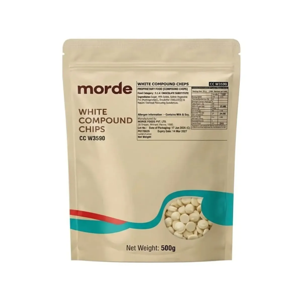 Morde White Choco Chips (White Compound Chips) - 2