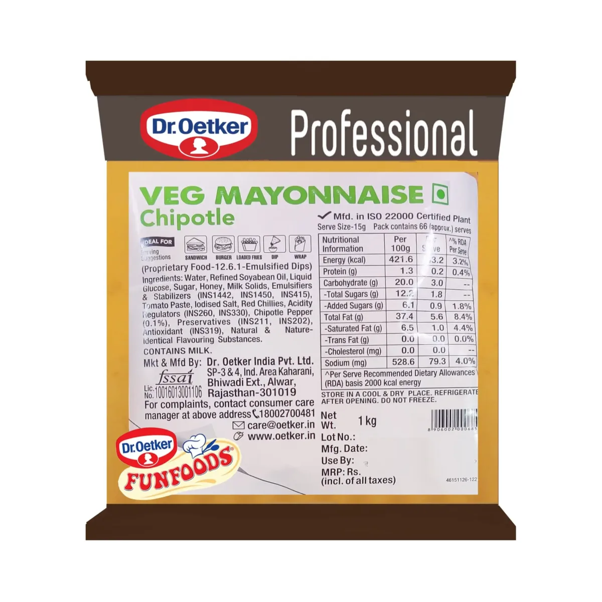 Dr. Oetker Funfoods Veg Mayonnaise Chipotle 1kg - 1