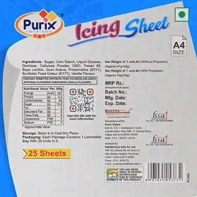 Purix Icing Sugar Sheet 25pcs - 2