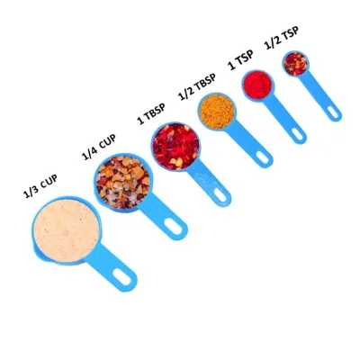 Finedecor Measuring Spoon And Jar Set Of 7 Pcs - Blue - 3