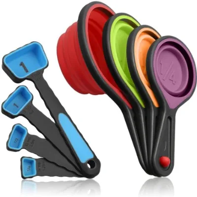 Finedecor Collapsible Silicone Measuring Cups, 8 Piece Measuring Cups And Spoons - 1