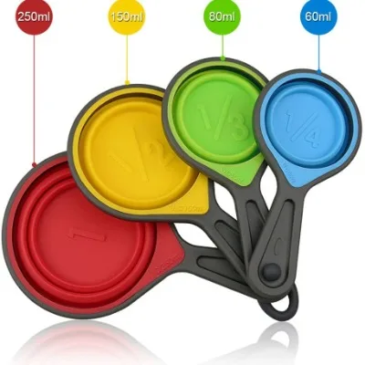 Finedecor Collapsible Silicone Measuring Cups, 8 Piece Measuring Cups And Spoons - 4