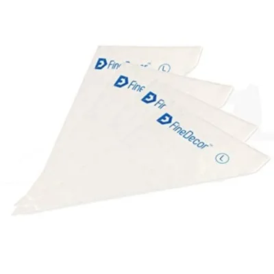 Finedecor Plastic Piping Pastry Bag (White, Large, 35 x 24 cm/14 x 9 Inch) - 100 - 1