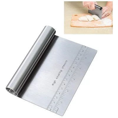 Dough Pastry Scraper/cutter/chopper Stainless Steel Mirror Polished With Measuri - 1