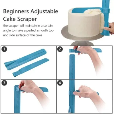 Finedecor Adjustable Cake Scraper, Adjustable Cake Smoother / Fondant Spatulas - 1
