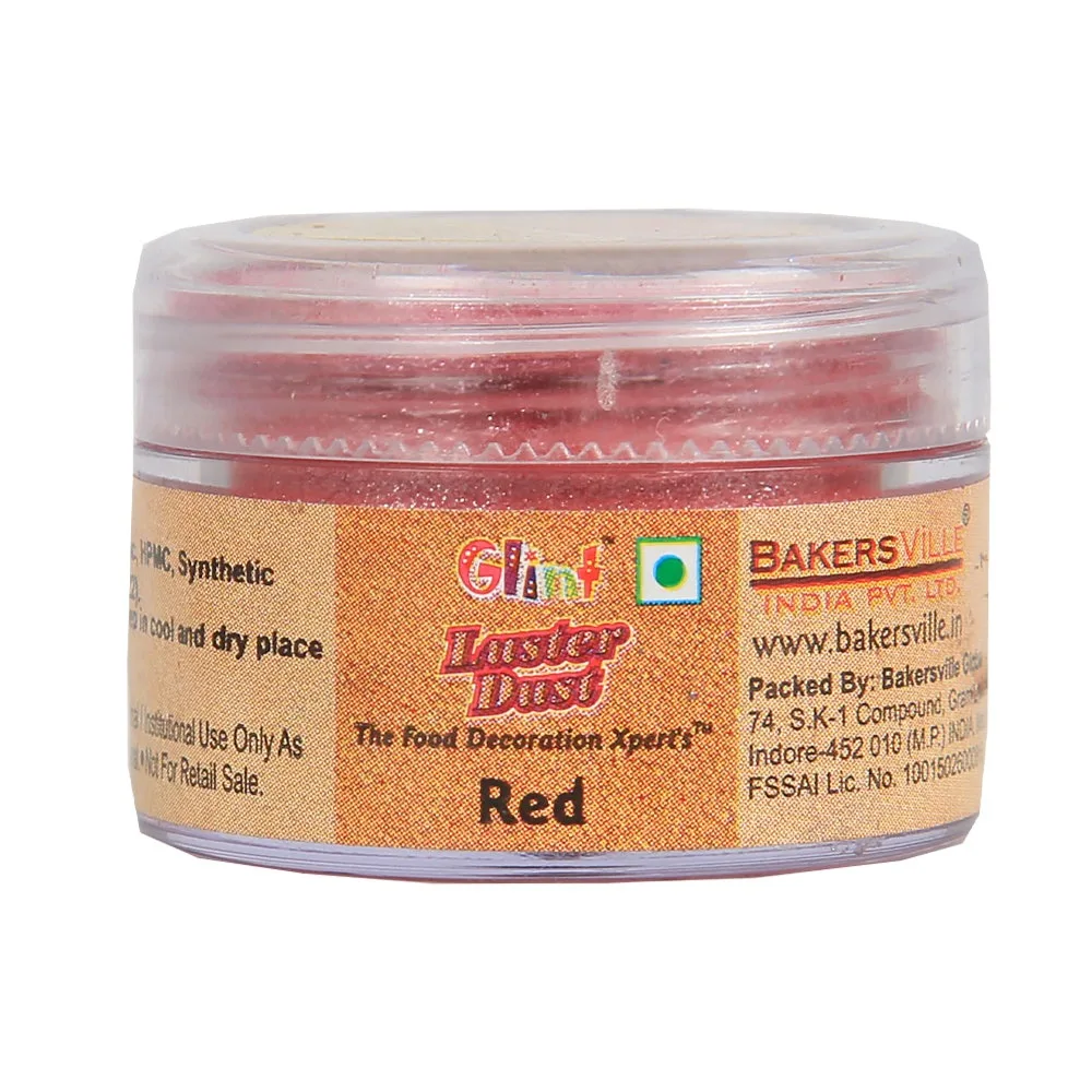 Glint Edible Luster Dust 5gm Red - 1