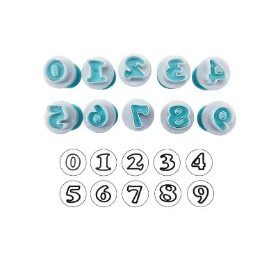 Cake Decor  Push Easy Mini Number Cookie / Fondant Cutters 10pcs - 1