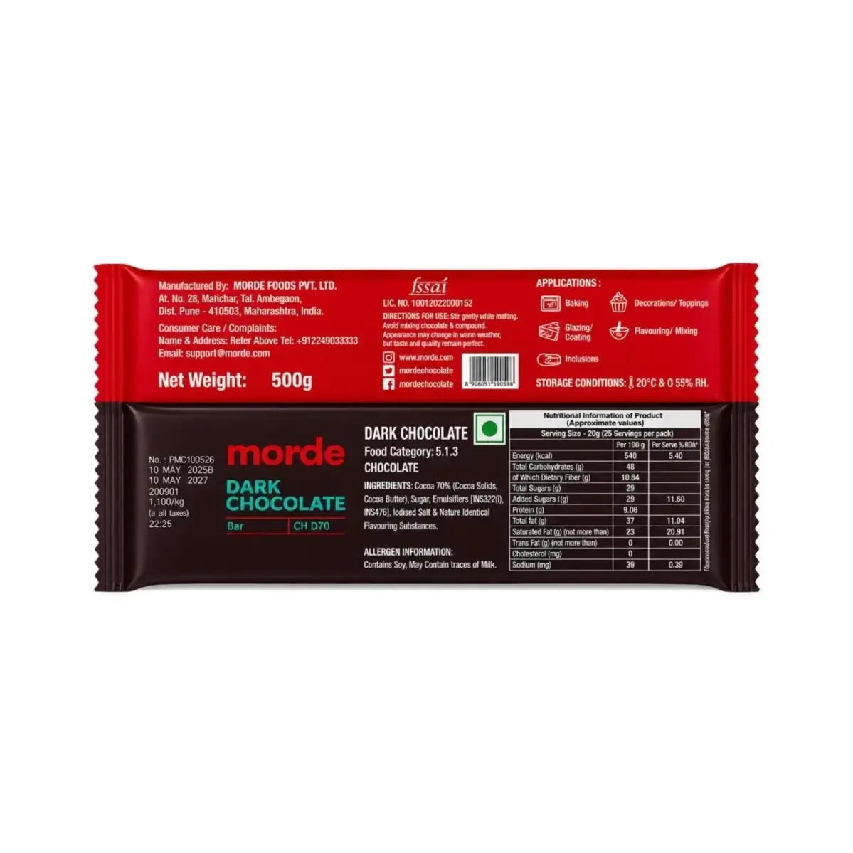 Morde Dark Chocolate Ch D70 - 1