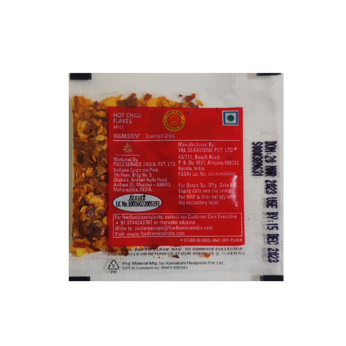 Vkl Hot Chilli Flakes Sachet - 2
