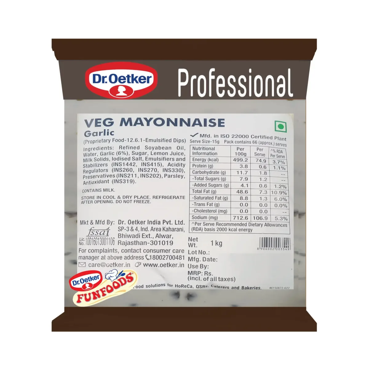Dr. Oetker Veg Mayonnaise Garlic 1Kg - 1