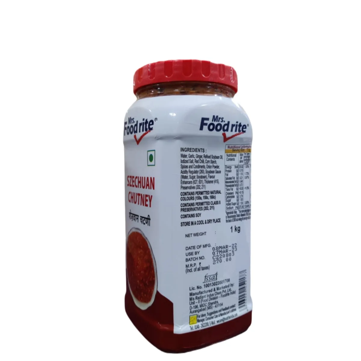 Mrs Food Rite Szechuan Chutney 1kg - 2