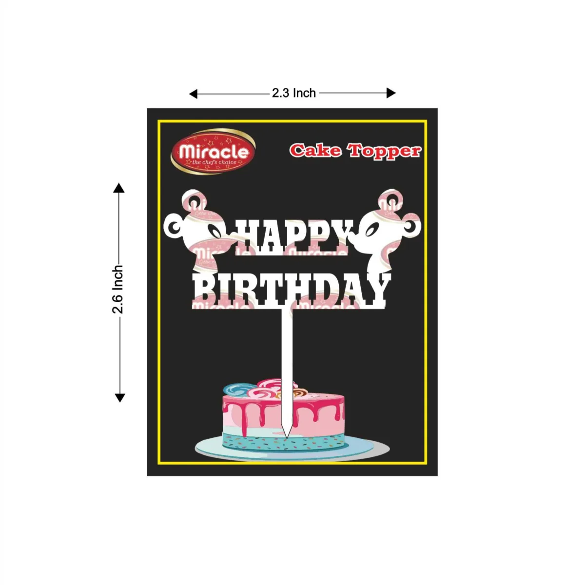Miracle Happy Birthday Acrylic Topper T1 Design1 - 1