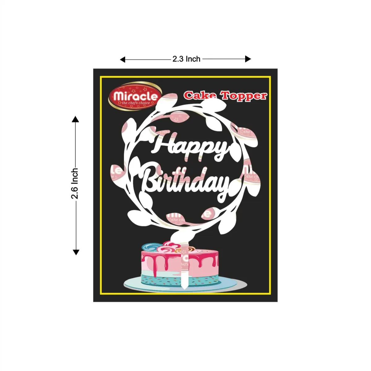 Miracle Happy Birthday Acrylic Topper T1 Design3 - 1