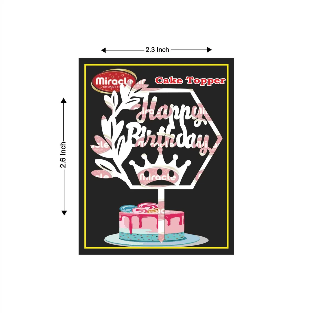 Miracle Happy Birthday Acrylic Topper T1 Design4 - 1