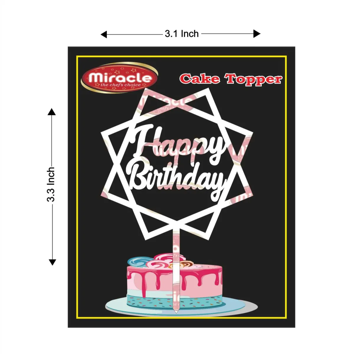 Miracle Happy Birthday Acrylic Topper T2 Design2 - 1
