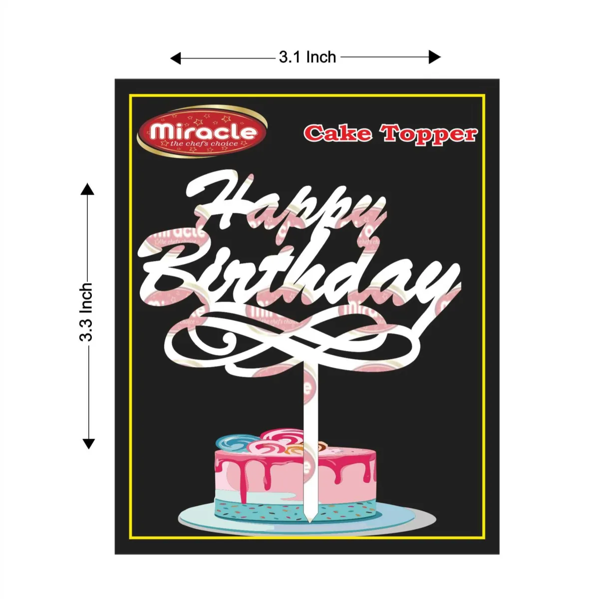 Miracle Happy Birthday Acrylic Topper T2 Design3 - 1