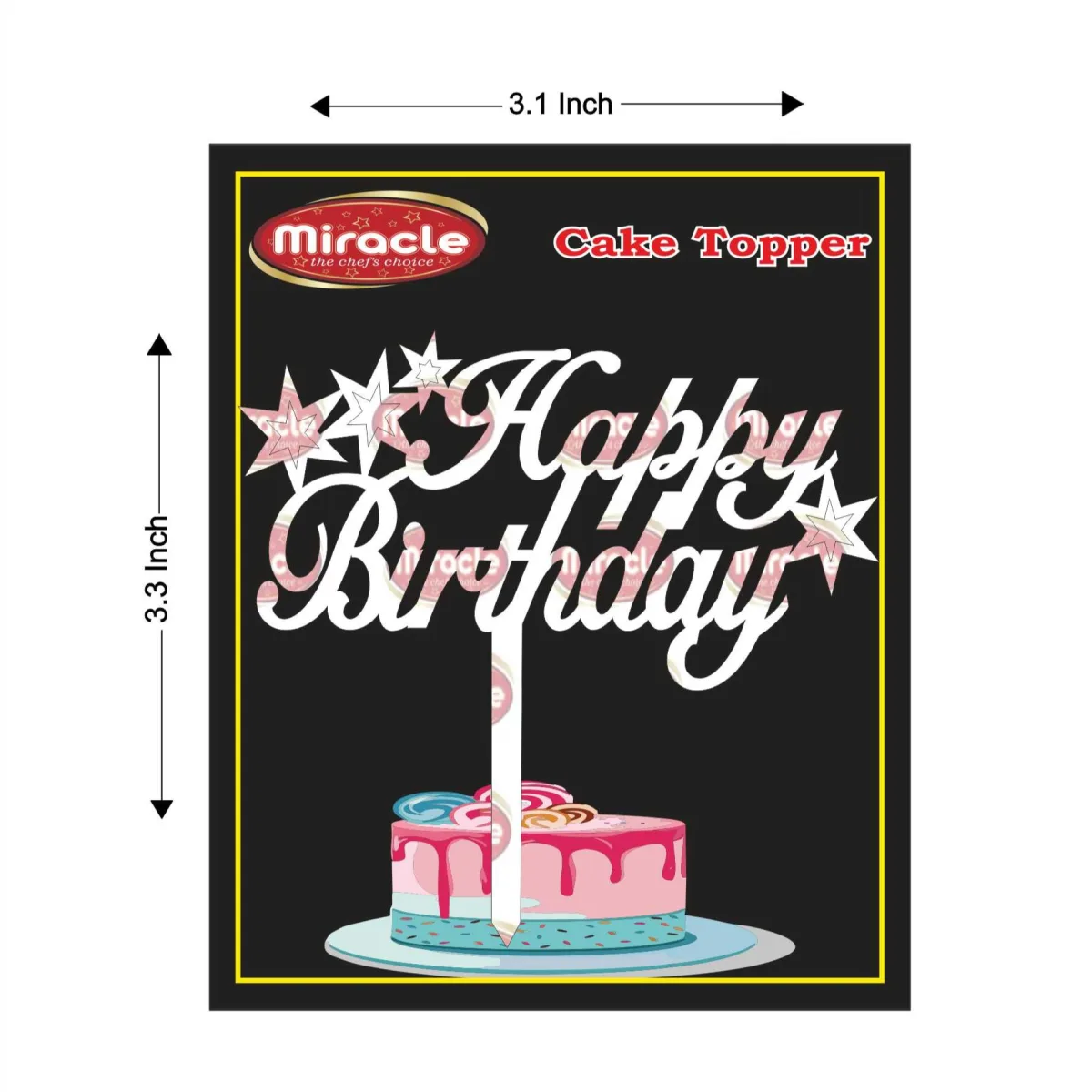 Miracle Happy Birthday Acrylic Topper T2 Design4 - 1