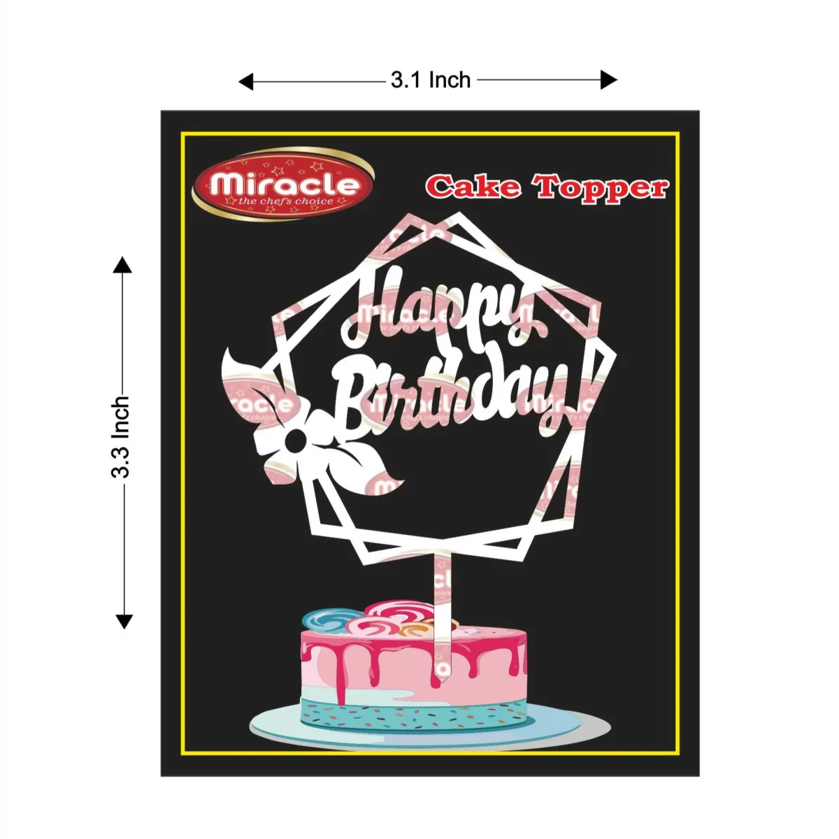 Miracle Happy Birthday Acrylic Topper T2 Design10 - 1
