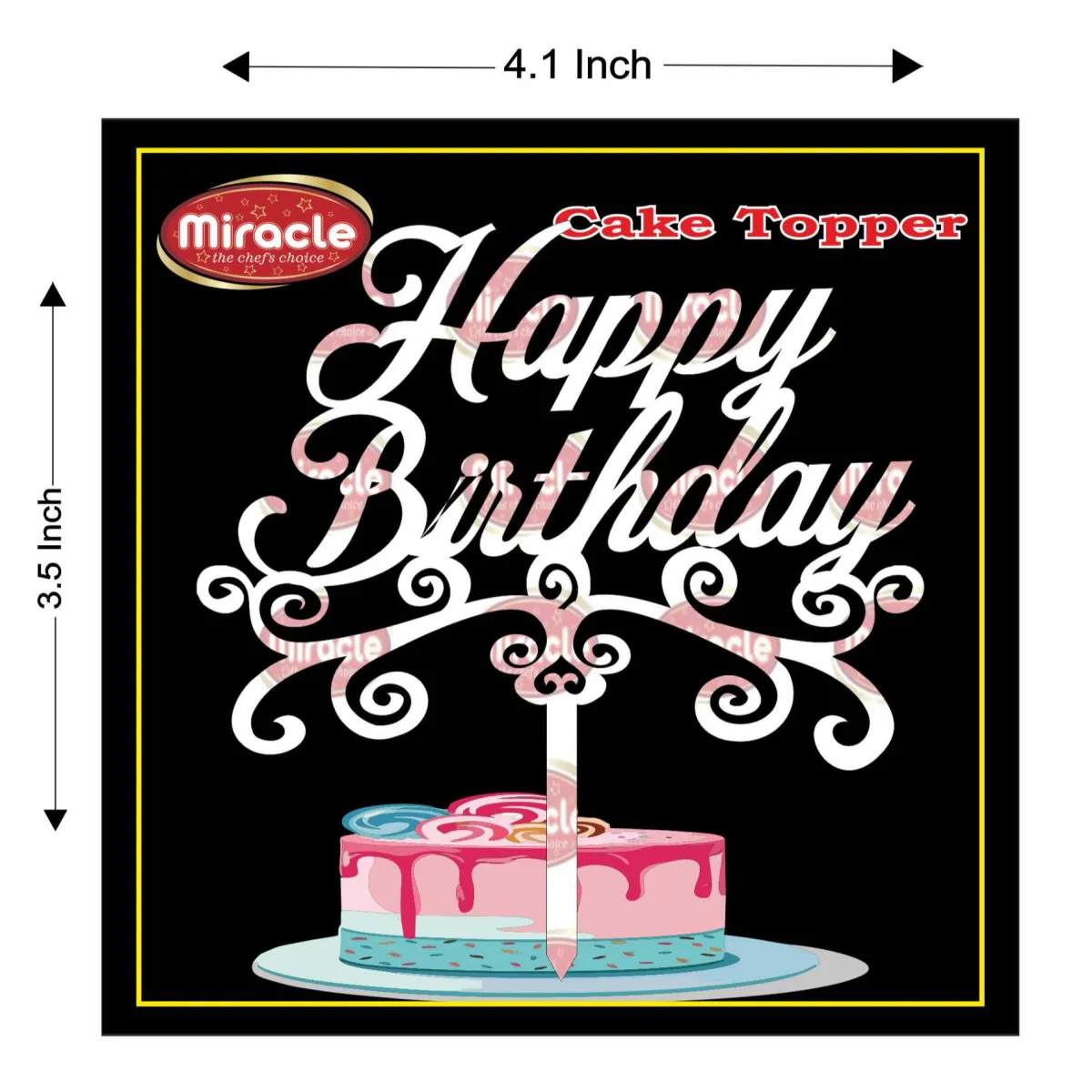 Miracle Happy Birthday Acrylic Topper T3 Design2 - 1