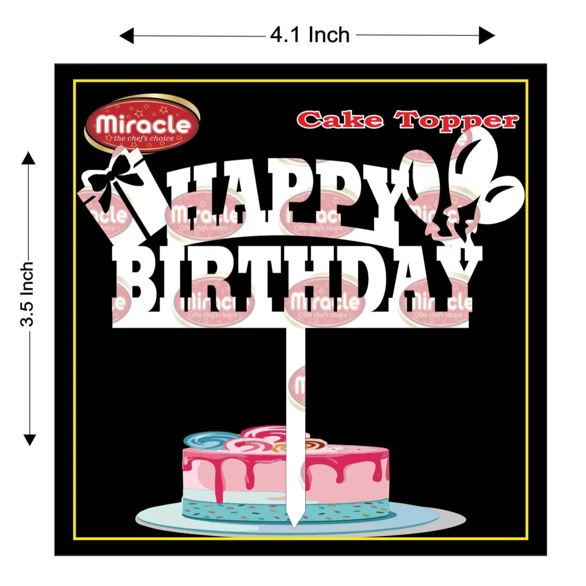 Miracle Happy Birthday Acrylic Topper T3 Design4 - 1