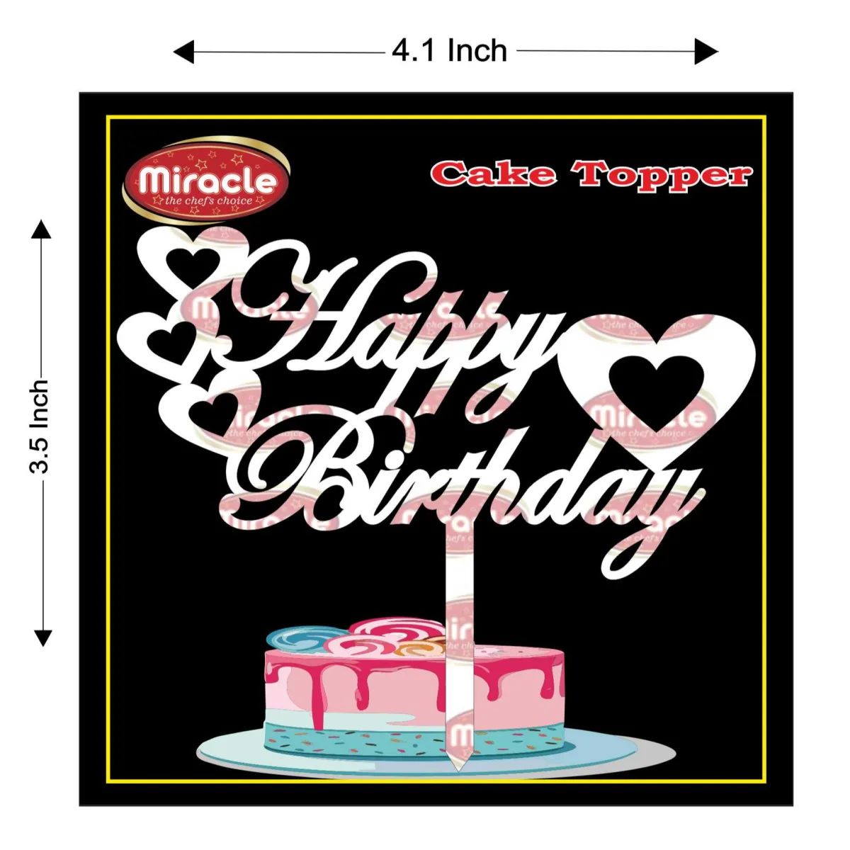 Miracle Happy Birthday Acrylic Topper T3 Design6 - 1