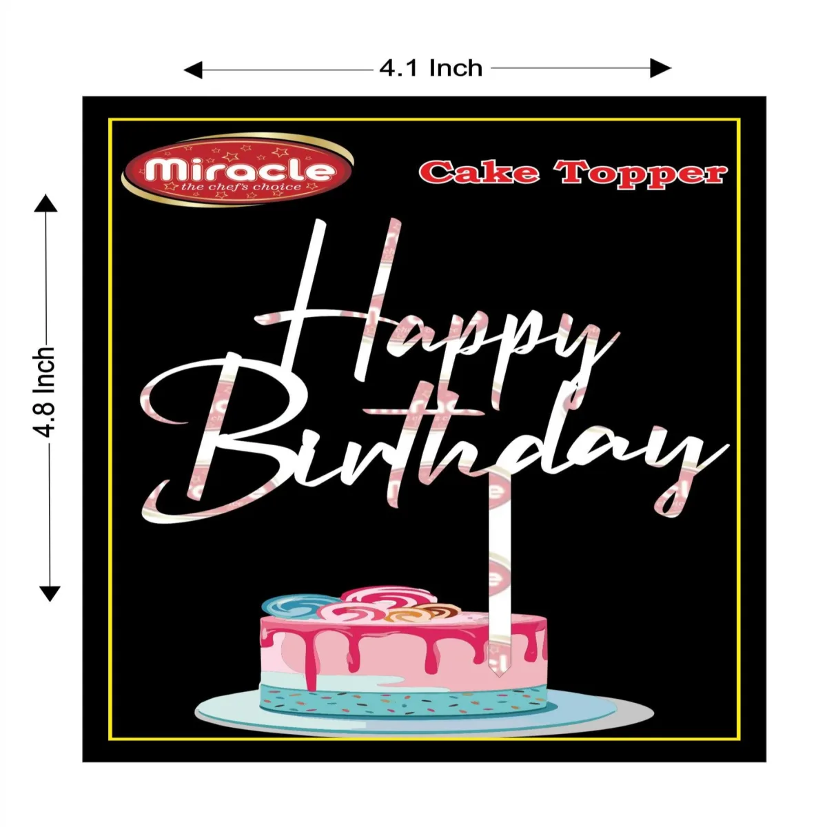 Miracle Happy Birthday Acrylic Topper T3 Design14. - 1