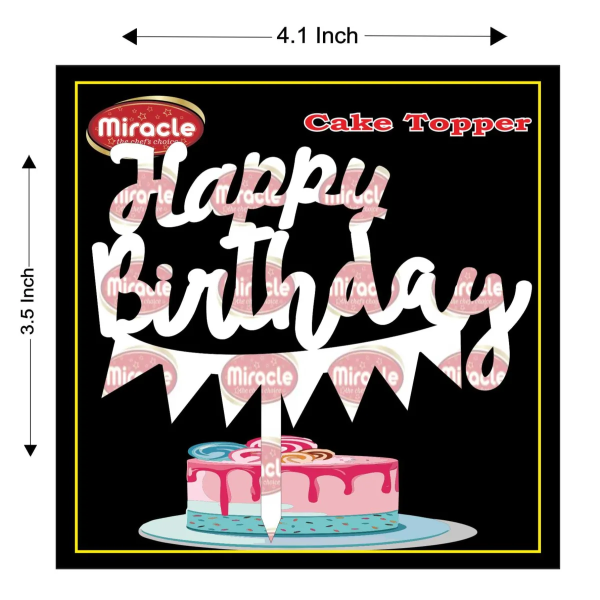 Miracle Happy Birthday Acrylic Topper T3 Design16. - 1