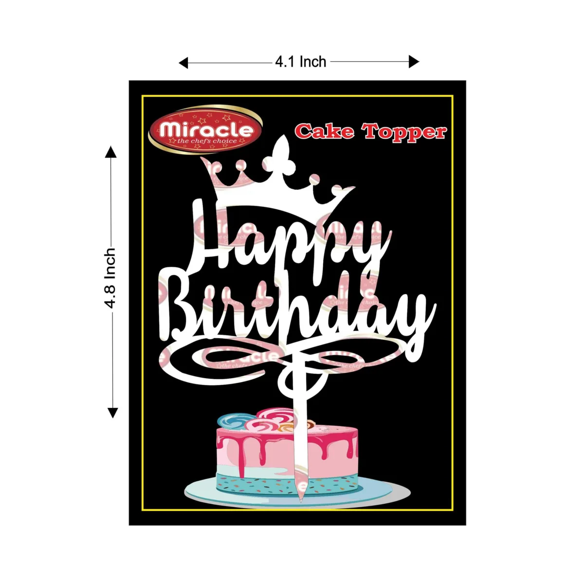 Miracle Happy Birthday Acrylic Topper T4 Design2. - 1