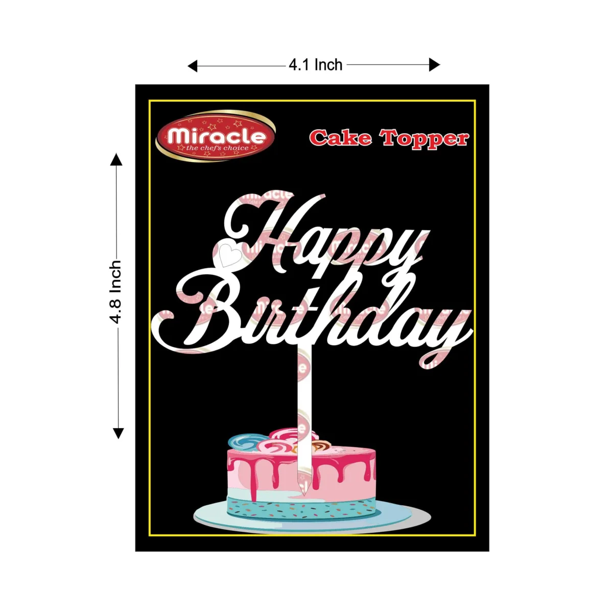 Miracle Happy Birthday Acrylic Topper T4 Design3. - 1