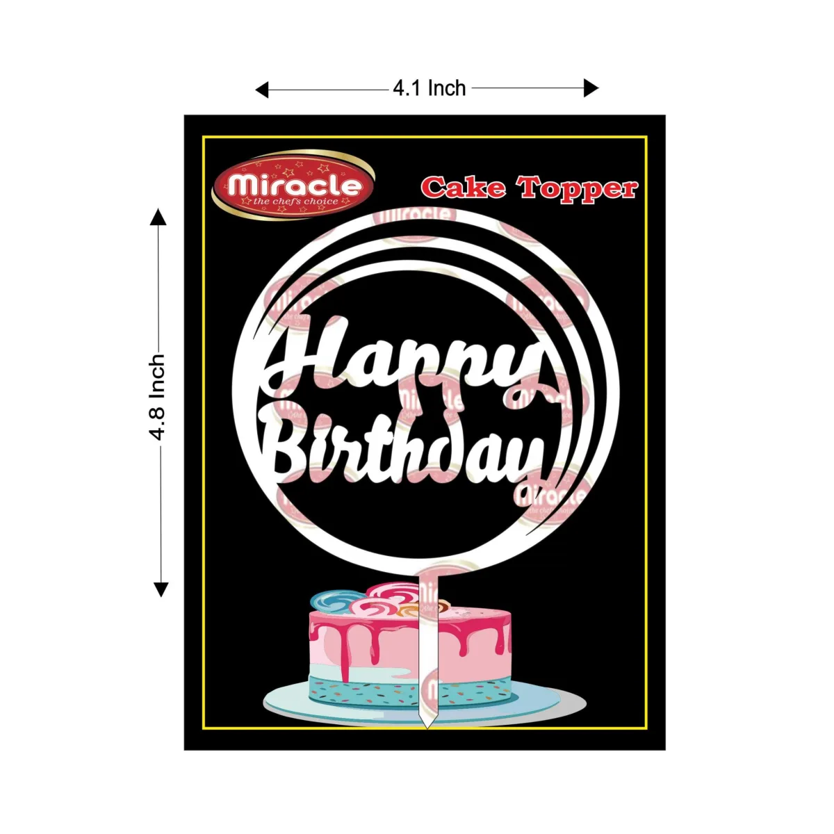 Miracle Happy Birthday Acrylic Topper T4 Design5. - 1