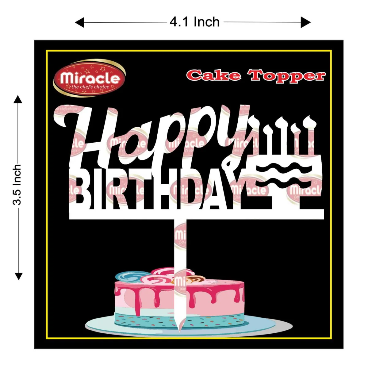 Miracle Happy Birthday Acrylic Topper T4 Design6. - 1