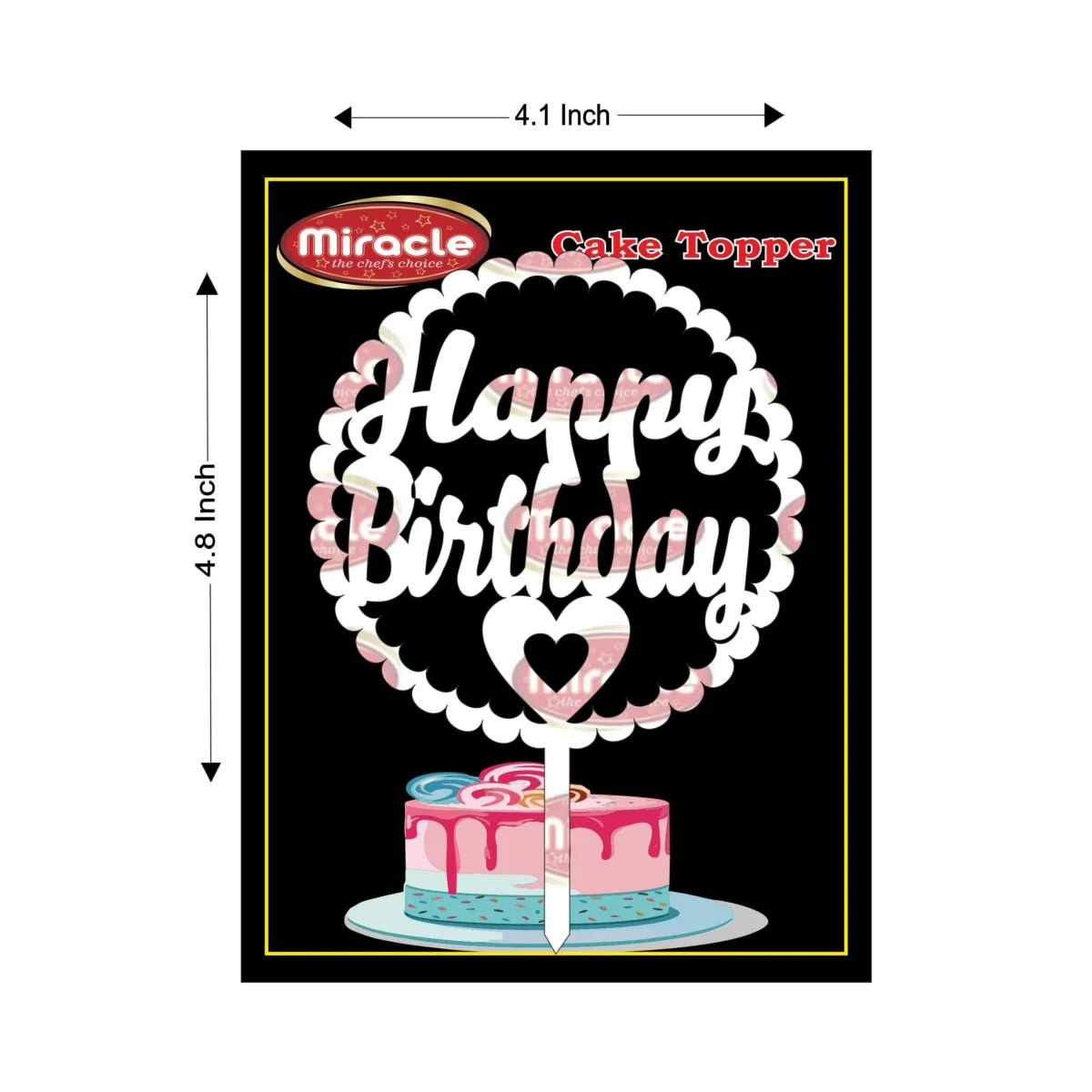 Miracle Happy Birthday Acrylic Topper T4 Design7. - 1