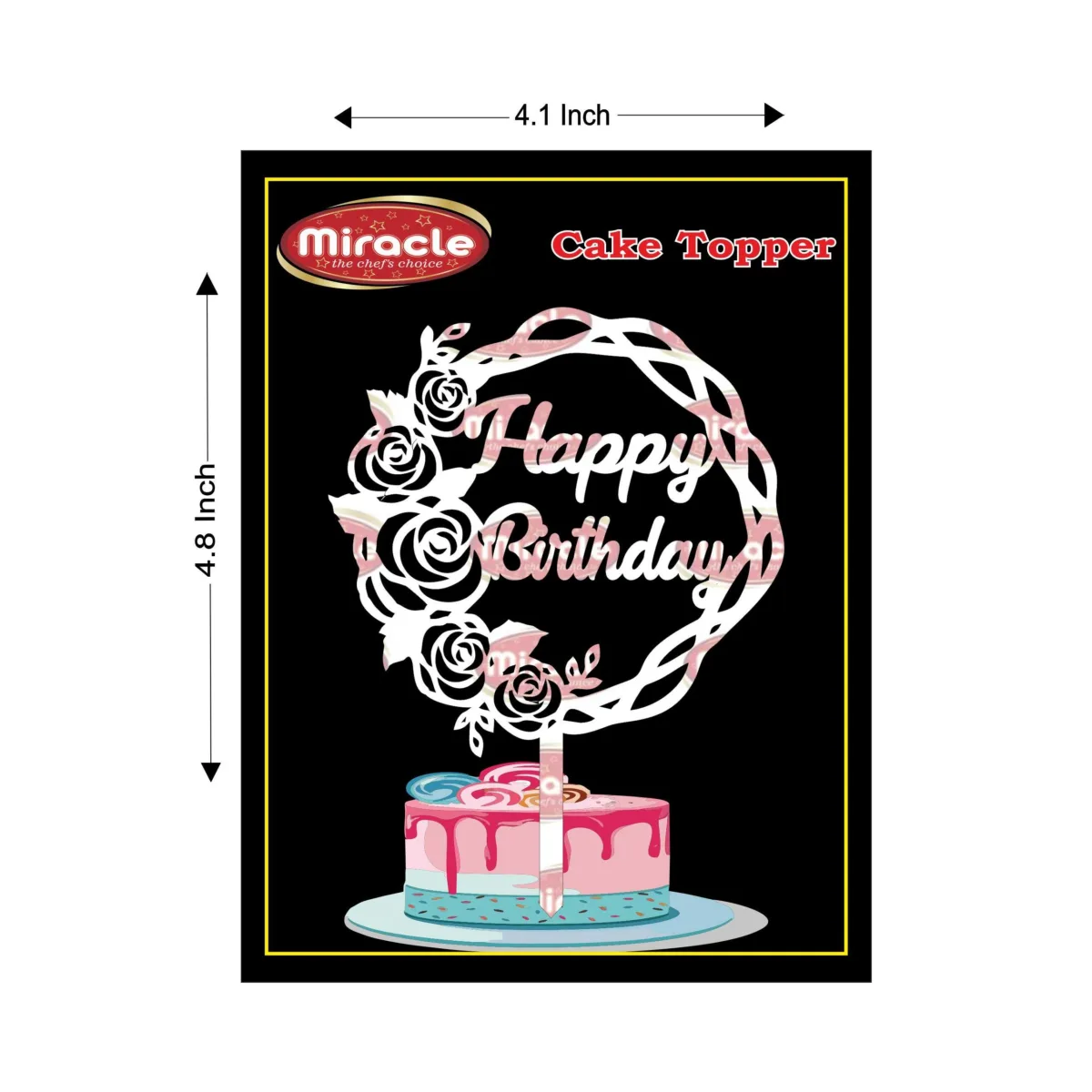 Miracle Happy Birthday Acrylic Topper T4 Design9. - 1