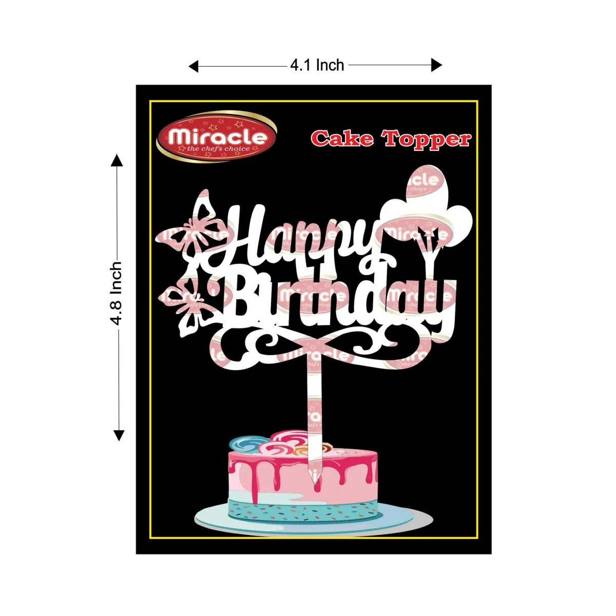 Miracle Happy Birthday Acrylic Topper T4 Design11. - 1