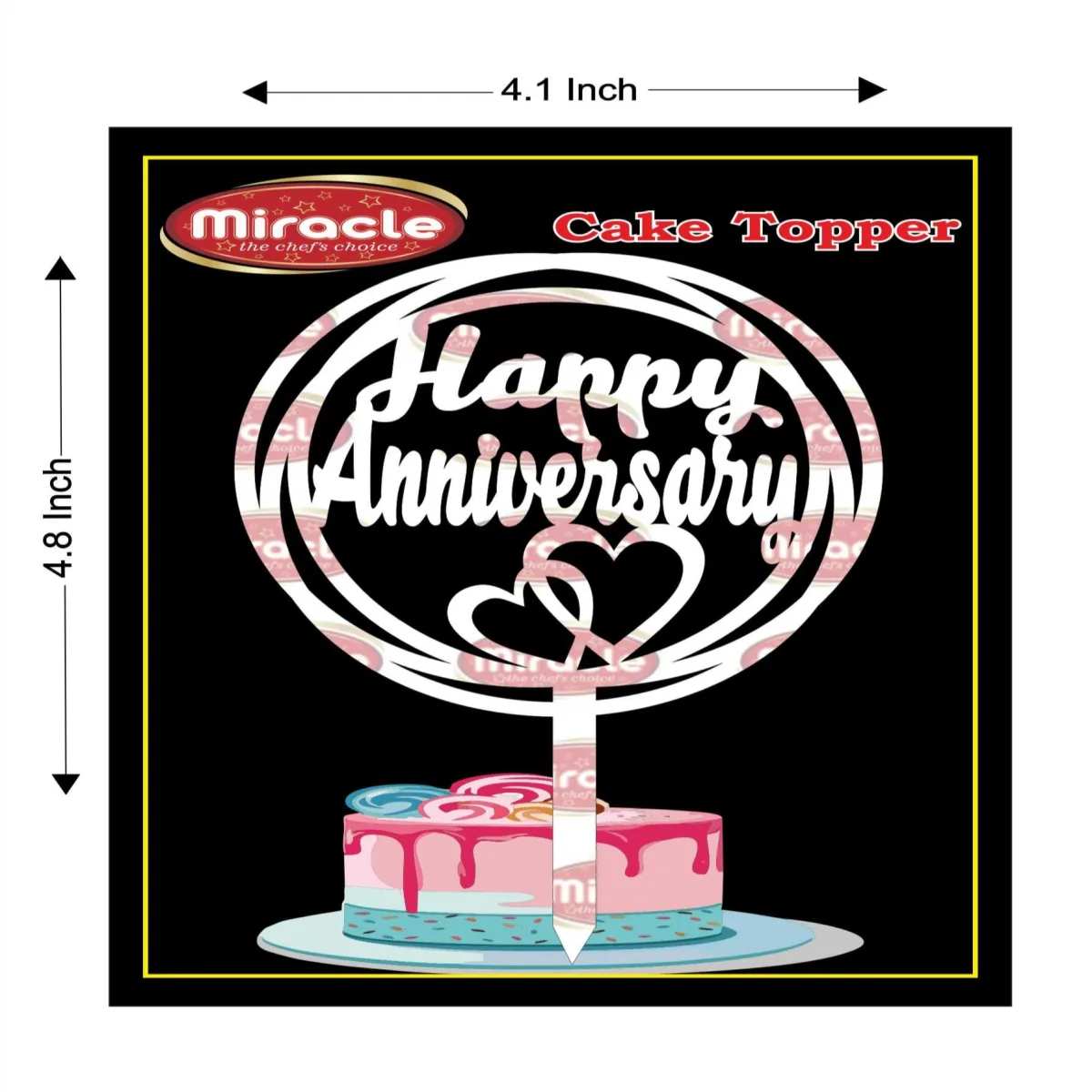 Miracle Happy Anniversary Acrylic Topper T4 Design1 - 1