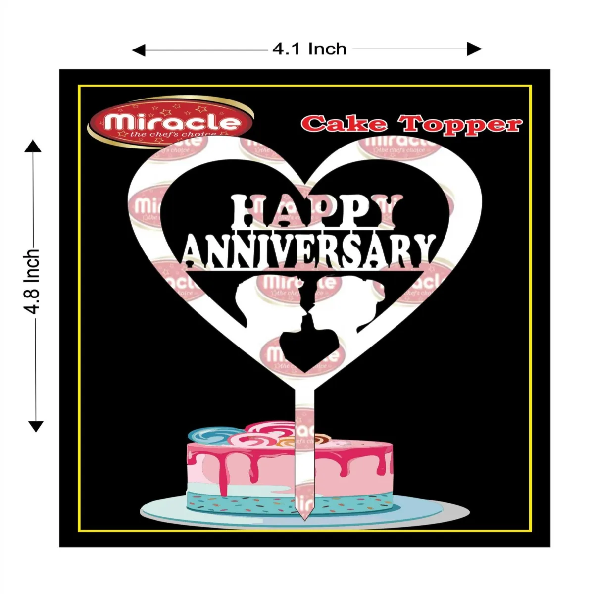 Miracle Happy Anniversary Acrylic Topper T4 Design3 - 1