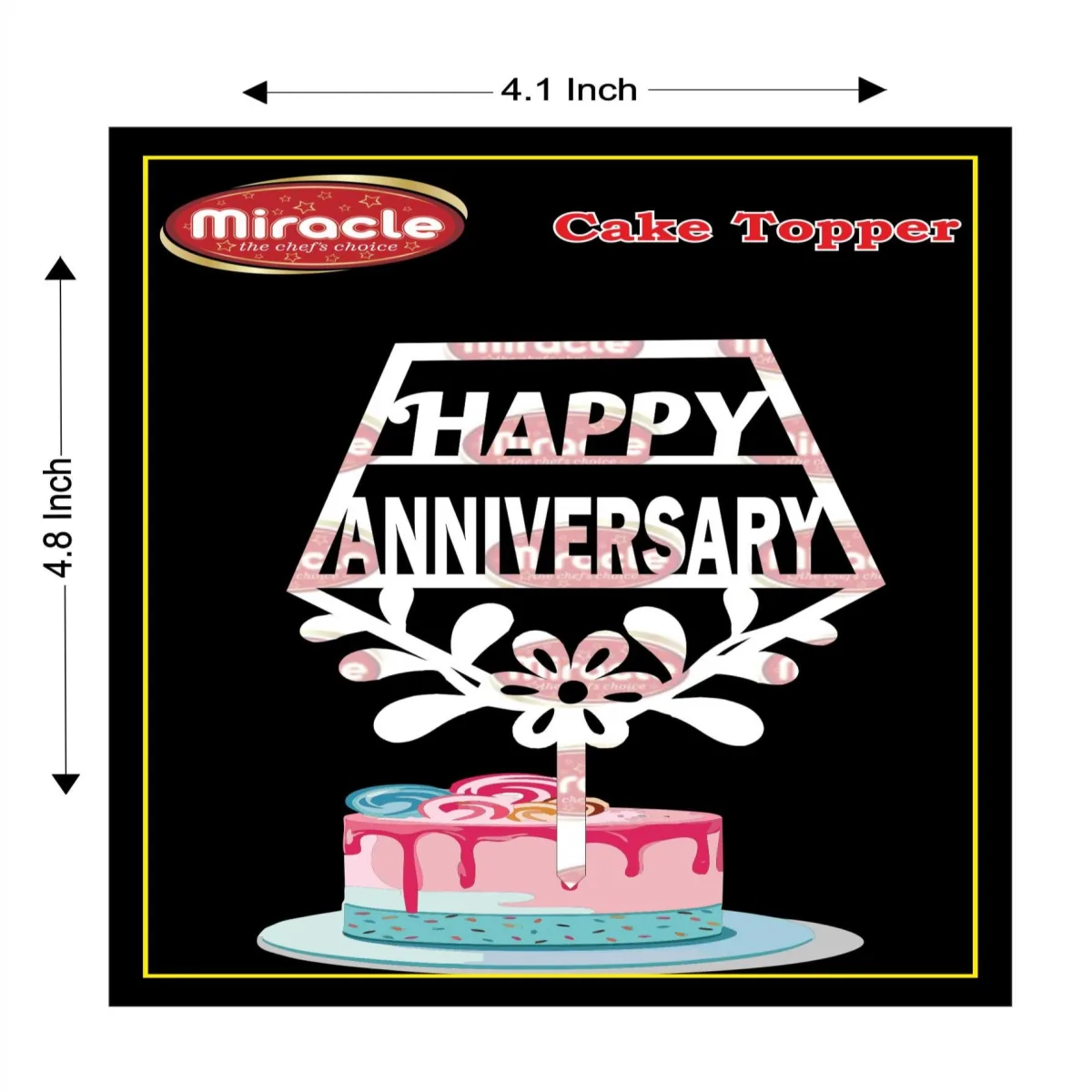 Miracle Happy Anniversary Acrylic Topper T4 Design8 - 1